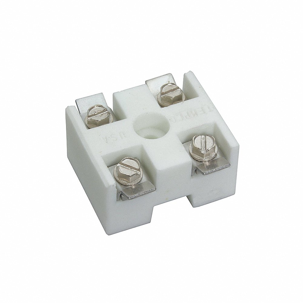 Ceramic Terminal Block, 500 VAC, 3 Phase, Heavy Duty 2-Pole Ceramic Line Wiring Block