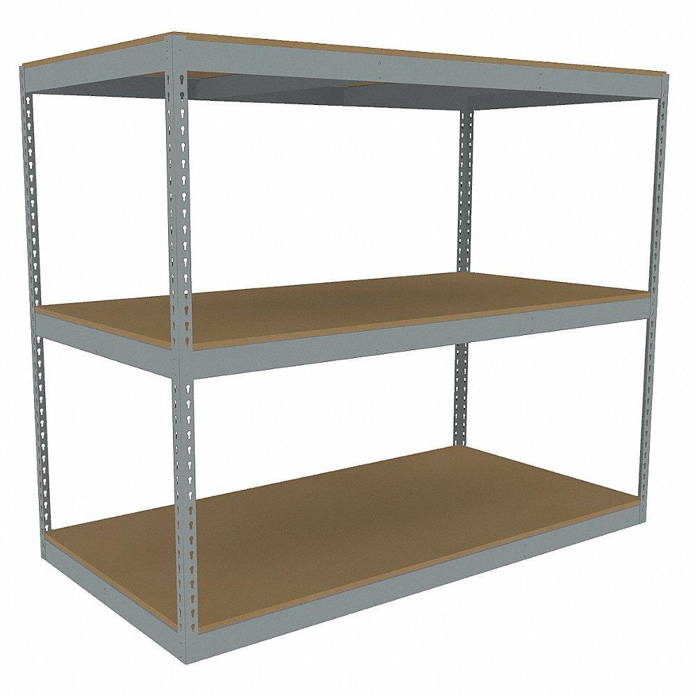 TENNSCO ZLE5-7236S-3D Boltless Shelving, Starter, Heavy-Duty, 72 Inch x 36 in, 60 Inch Overall Height, 3 Shelves | CU6GAW 36K304