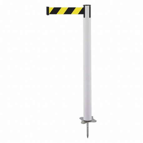 TENSABARRIER 884-32-STD-D4X-C Spike Post, Plastic, White, 43 Inch Post Height, 2 1/2 Inch Post Dia, Stake, Steel | CU6JXM 409Z83