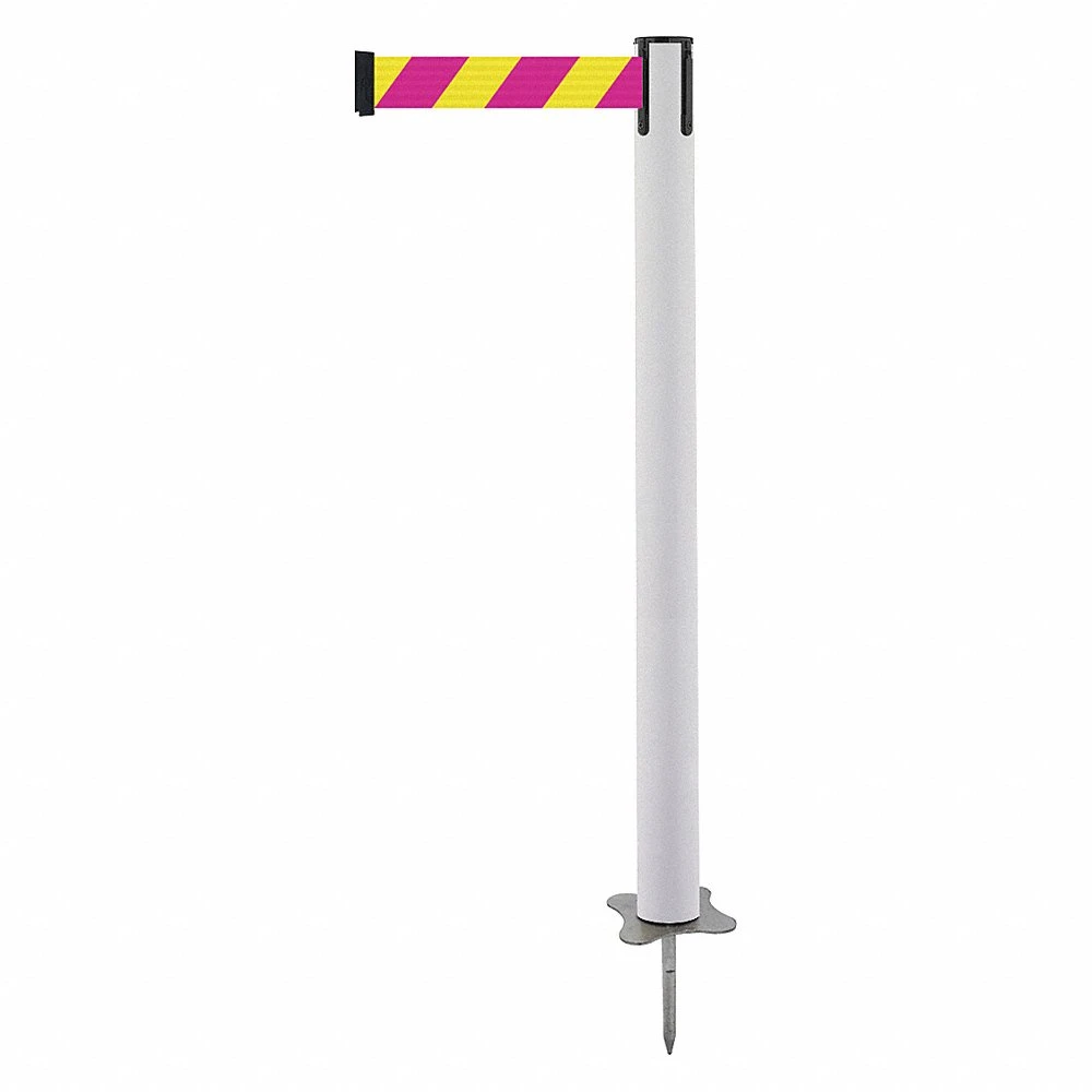 TENSABARRIER 884-32-STD-D5X-C Spike Post, Plastic, White, 43 Inch Post Height, 2 1/2 Inch Post Dia, Stake, Steel | CU6JXZ 409Z84