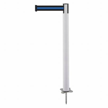 TENSABARRIER 884-32-STD-S1X-C Spike Post, Plastic, White, 43 Inch Post Height, 2 1/2 Inch Post Dia, Stake, Steel | CU6JXJ 409Z70