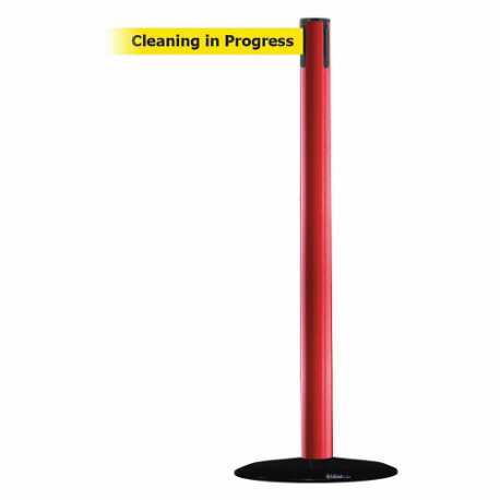 TENSABARRIER 889B-33-21-MAX-NO-YCX-C Barrier Post With Belt, Steel, Red, 38 Inch Post Height, 2 1/2 Inch Post Dia | CU6HFV 20YK33