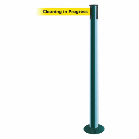 TENSABARRIER 889F-28-28-STD-NO-YCX-C Fixed Barrier Post With Belt, Steel, Green, 36 1/2 Inch Post Height, 2 1/2 Inch Post Dia | CU6HUA 20YH75