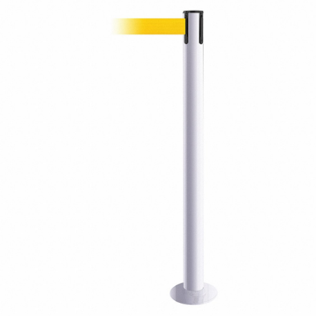 TENSABARRIER 889F-32-32-STD-NO-Y5X-C Fixed Barrier Post With Belt, Steel, White, 36 1/2 Inch Post Height, 2 1/2 Inch Post Dia | CU6JAP 20YH90