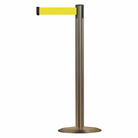 TENSABARRIER 889U-3S-3S-STD-NO-Y5X-C Barrier Post With Belt, Steel, Satin Stainless Steel, 38 Inch Post Height | CU6HHV 20YM61