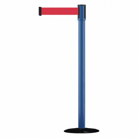 TENSABARRIER 890B-33-23-23-MAX-NO-R5X-C Slimline Post, Steel, Blue, 38 Inch Post Height, 2 Inch Post Dia, 14 Inch Base Dia, Red | CU6JEF 44ZW83