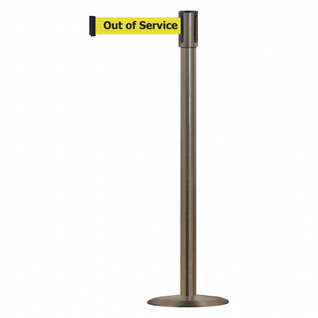 TENSABARRIER 890U-3S-3S-3S-MAX-NO-YEX-C Slimline Post, Steel, Satin Stainless Steel, 38 Inch Post Height, 2 Inch Post Dia, Steel | CU6KDU 44ZW79