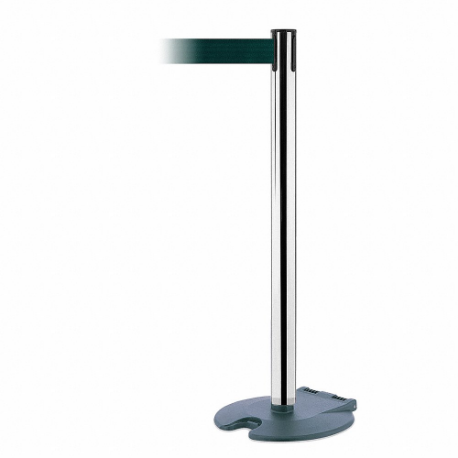 TENSABARRIER RB1-89-1P-STD-NO-G6X-C Barrier Post With Belt, Steel, Polished Chrome, 38 Inch Post Height, 2 1/2 Inch Post Dia | CU6HDB 30RG99