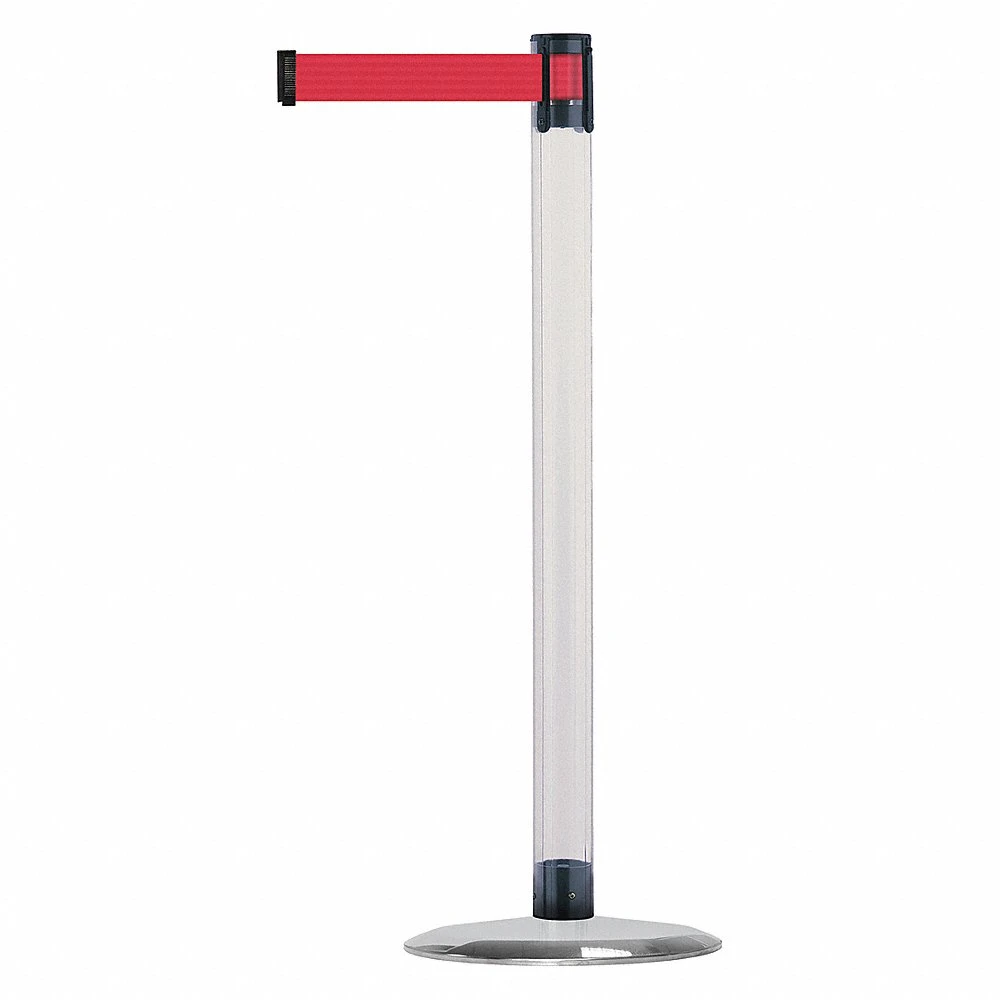 TENSABARRIER TCLU-1S-STD-NO-R5X-C Barrier Post With Belt, Polycarbonate, Clear, 38 Inch Post Height, 2 1/2 Inch Post Dia | CU6GNC 30RF85