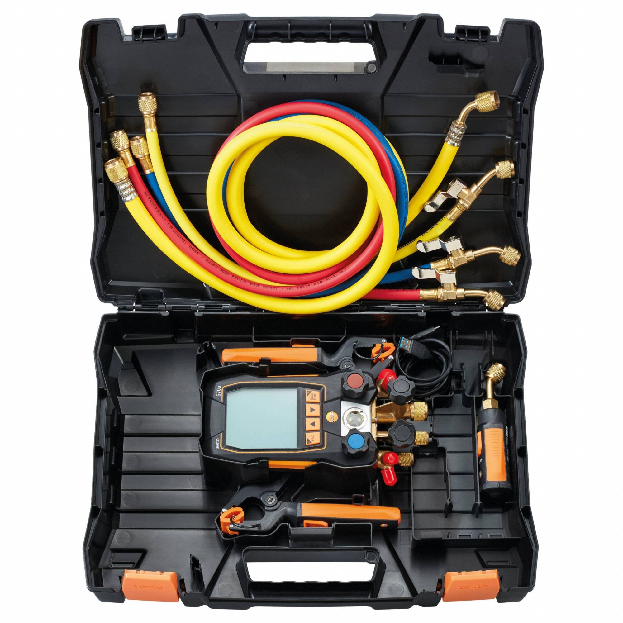 Manifold Gauge Kit, 4 Valves, 4 Hoses, measure Quick/testo Smart