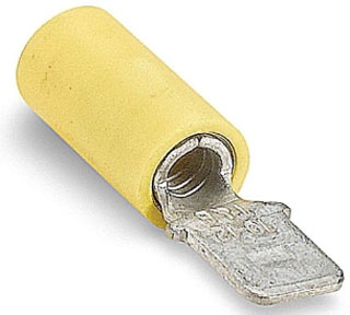 THOMAS & BETTS 040-1250 Vinyl Insulated Male Disconnectors, 12-10 Wire, 0.032 X 0.250 Inch Tab, 12-10 Size | BL9XAU