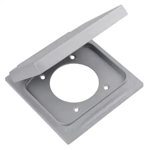 Two Gang Device Box Cover, Die Cast Aluminum, Single Receptacle, Device Mount