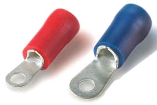 THOMAS & BETTS R500-PS-V Ring Terminal, Vinyl, 8 Awg Wire, 1/4 Inch Stud | BK9LZW