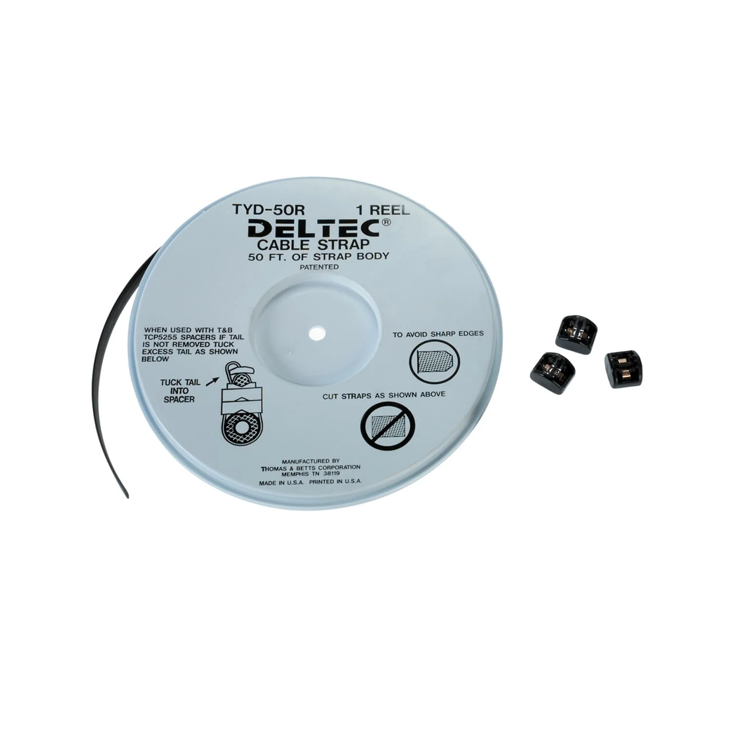 Deltec Cable Tie Kit, Black, Acetal, 250 Lb Tensile Strength