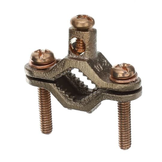 Cast Bronze Ground Clamp for Wire Range 10 - 2, Water Pipe Size 1/2-1 Inch
