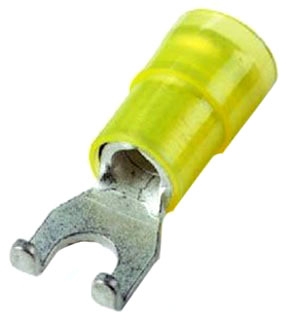 THOMAS & BETTS LTZES01G-C Flanged Fork Terminal, Yellow, Nylon, 12-10 AWG Wire, #10 Stud | BL9YBU
