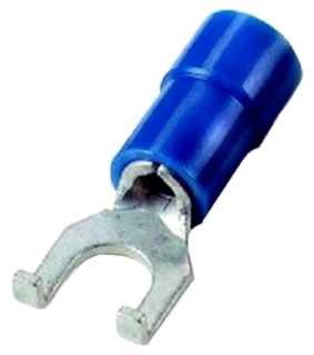 THOMAS & BETTS MCC500M20 Flanged Fork Terminal, Vinyl, 16-14 AWG Wire, #8 Stud | BK9LAD