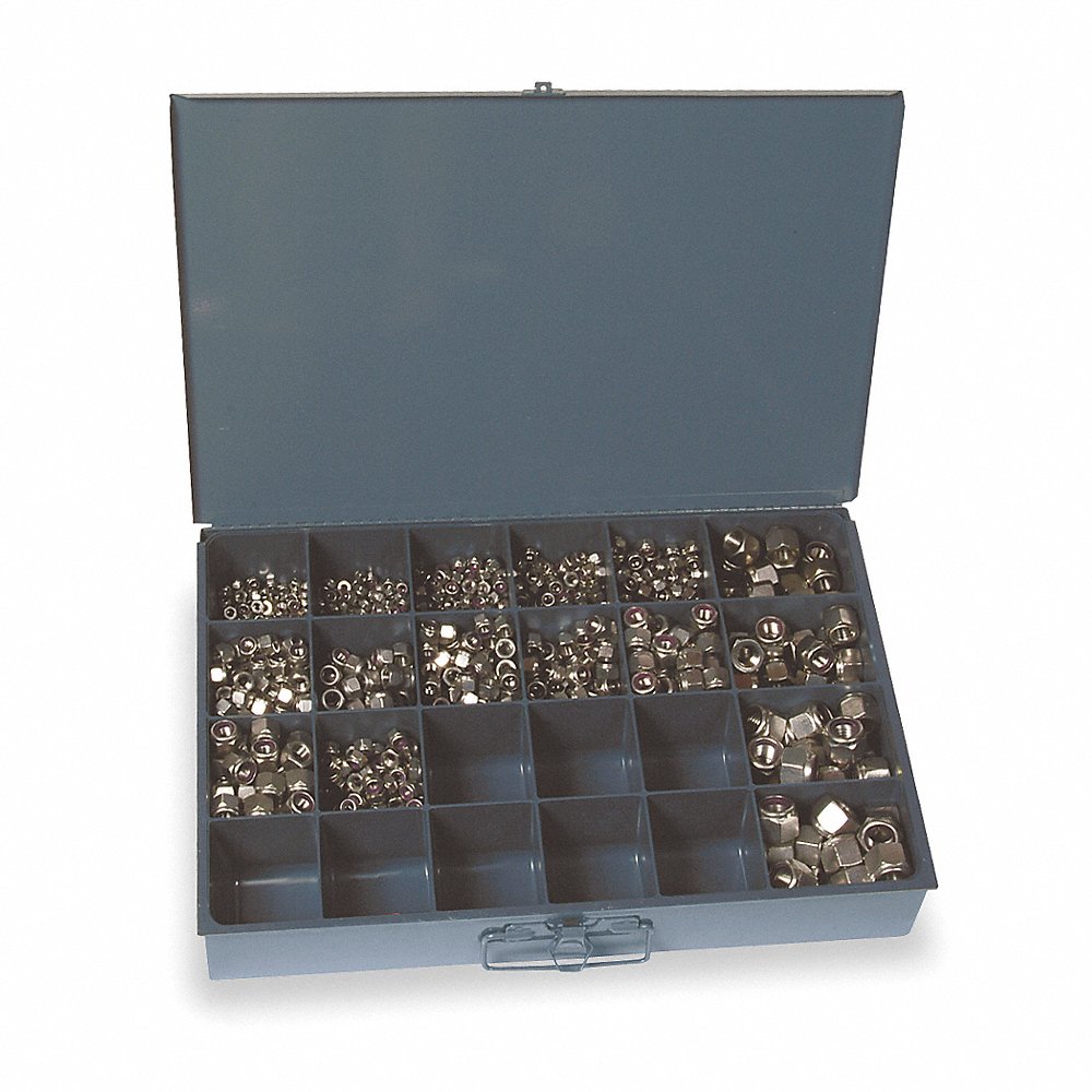 Hex Locknut Assortment, 10-24 To 7/16 In - 20 Thread Size, SS