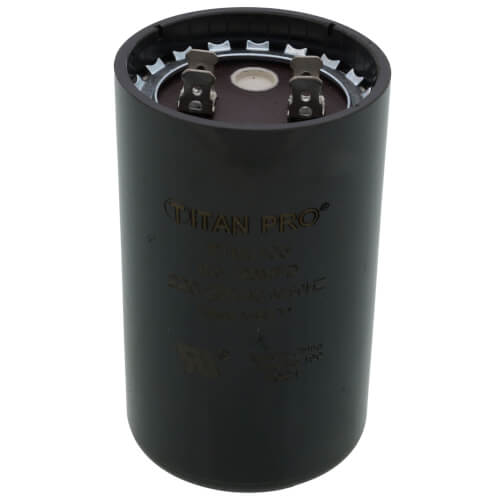 Start Capacitor, 220-250V, 105-126 MFD, Round, 3 3/8 in Height, 2 1/16 in Dia