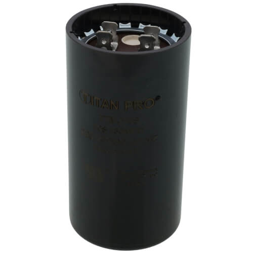Start Capacitor, 220-250V, 108-130 MFD, Round, 3 3/8 in Height, 1 13/16 in Dia