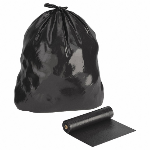 Trash Bags, 30 gal Capacity, 29 1/4 Inch Width, 53 Inch Height, 4 mil Thick, Black