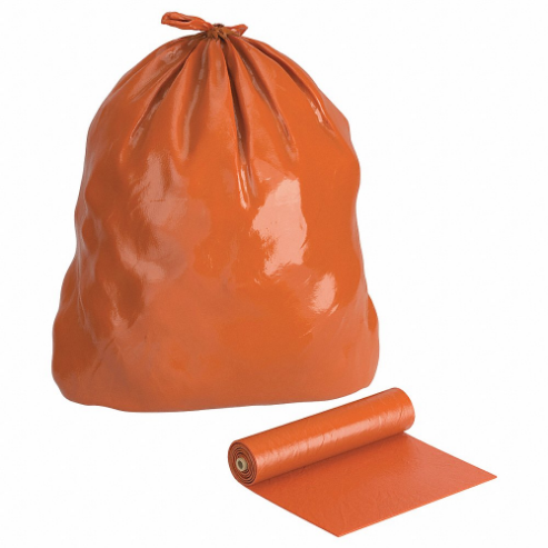 Trash Bags, 30 gal Capacity, 29 1/4 Inch Width, 53 Inch Height, 4 mil Thick, Orange