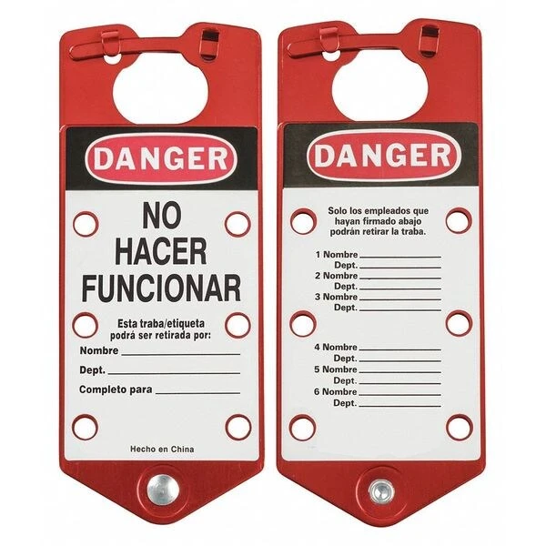 Lockout Hasp, Red, Aluminum, 7-1/2 Inch L