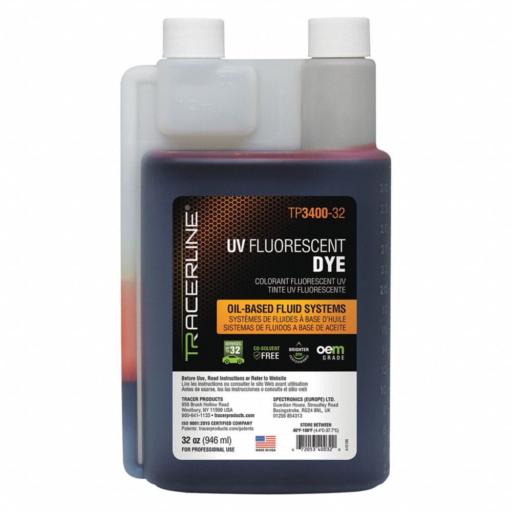 Fluorescent Leak Detection Dye, 1 oz., For Oil Based Systems