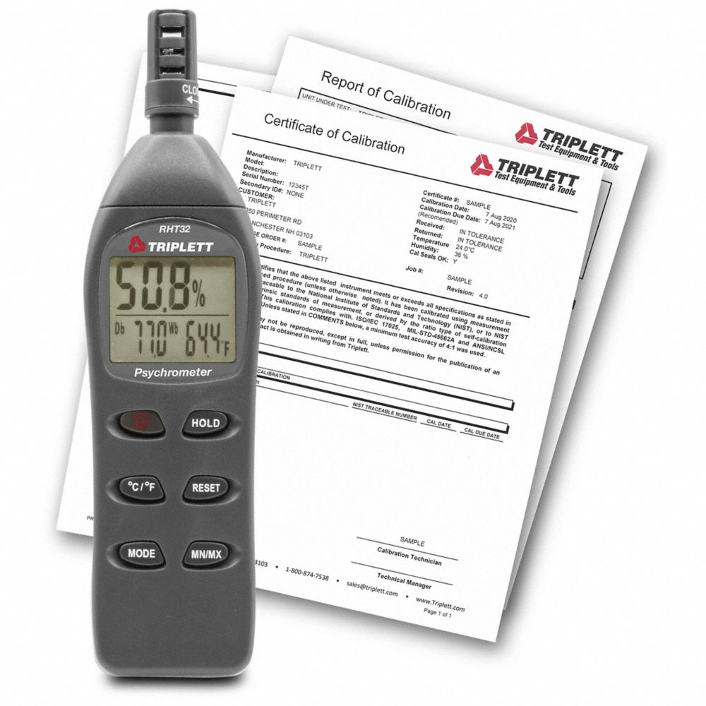 Handheld Humidity Meter Onboard, Included, Ambient Temp, 7 x 2 x 1 Inch, -4-122 Deg F
