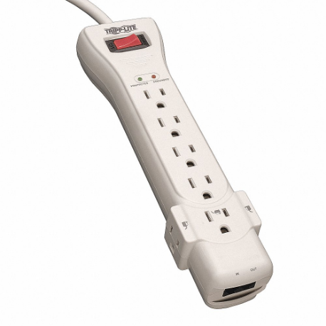 TRIPP LITE SUPER7TEL Datacom Surge Protector, 7 Outlets, Nema 5-15R, Nema 5-15P, Not Allowed, 7 Ft Cord Length | CU6YAC 8F664