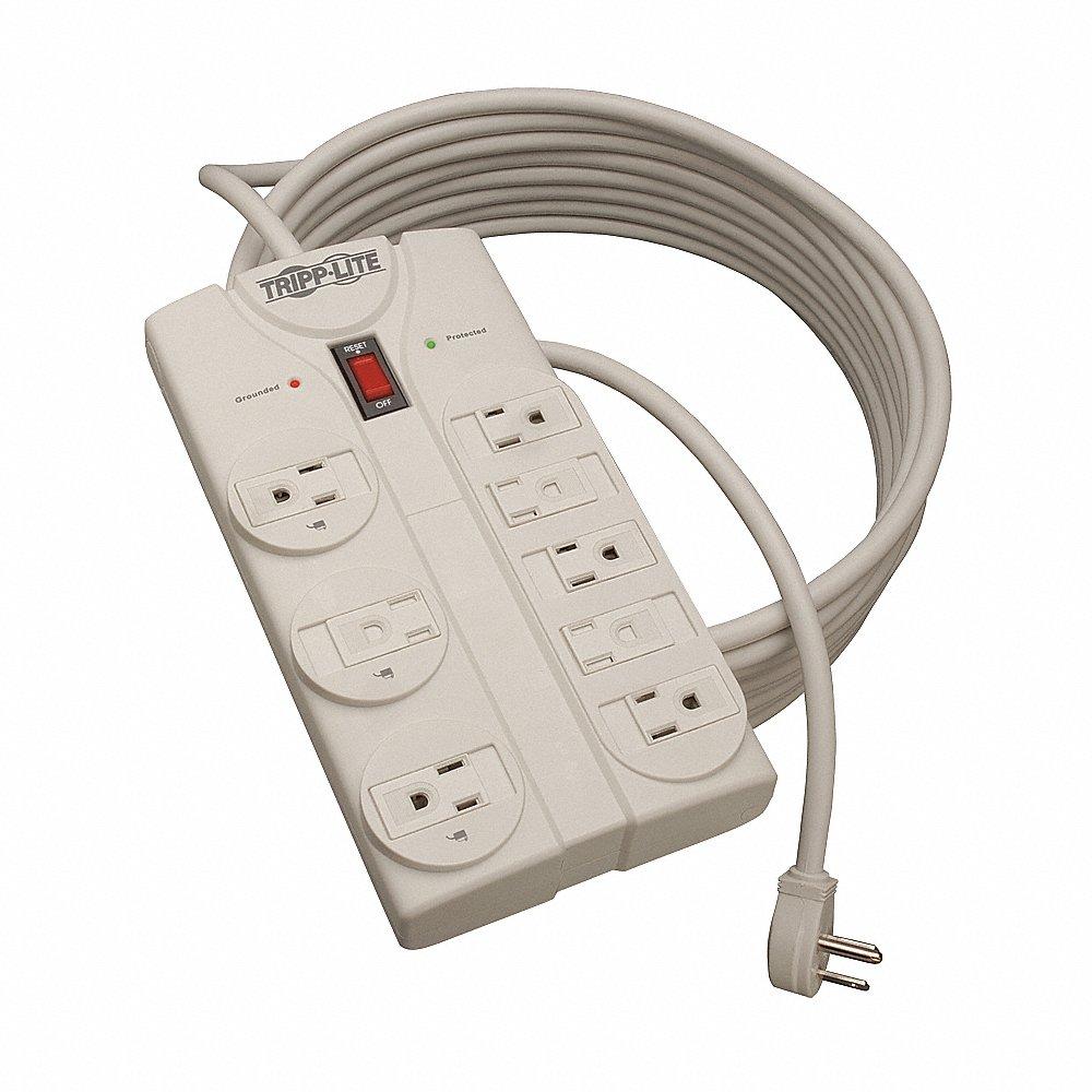 TRIPP LITE TLP825 Surge Protector Outlet Strip, 8 Outlets, NEMA 5-15R, NEMA 5-15P, 25 ft Cord Length, White | CU6YBD 4HHH2