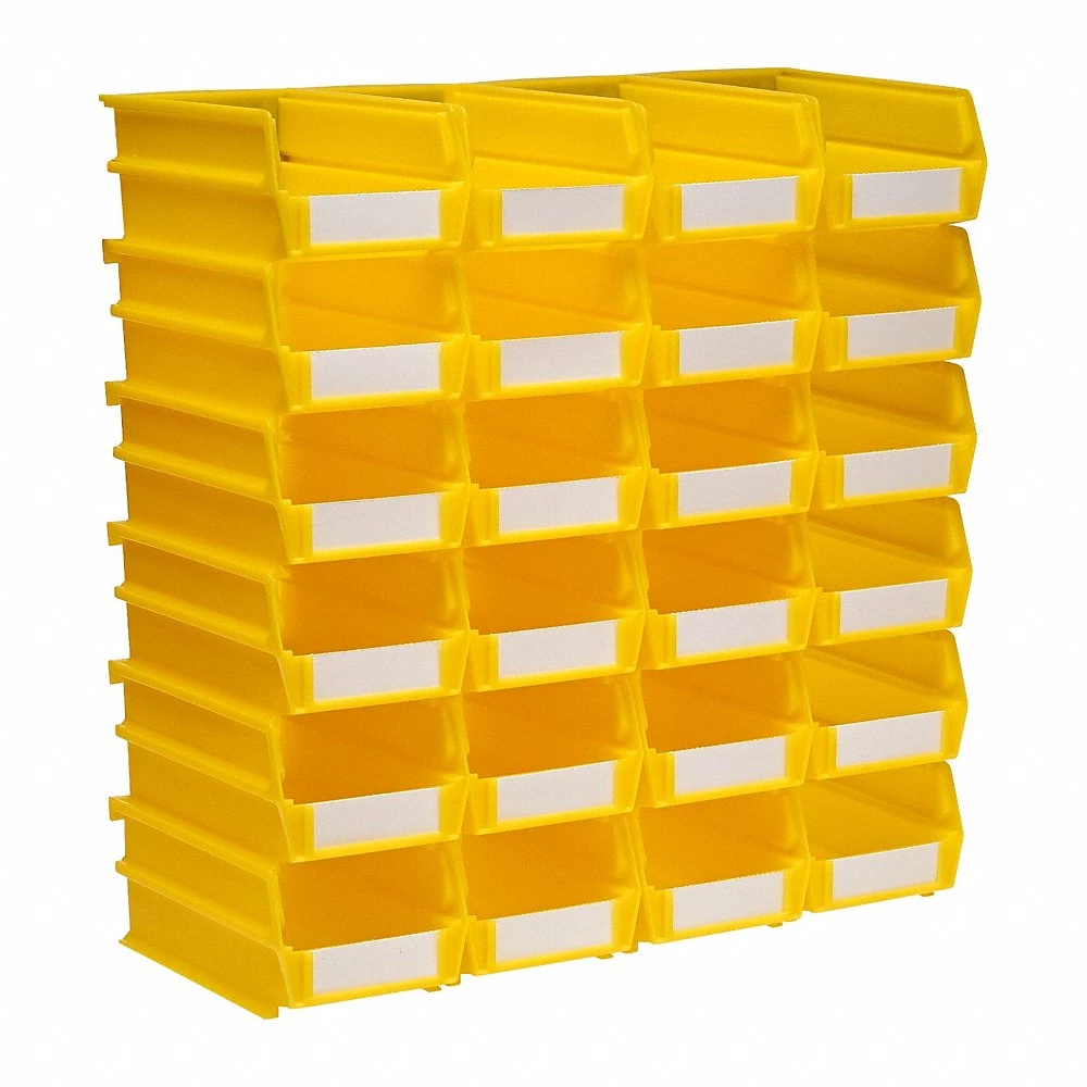 Storage Bin, 4 1/8 Inch x 7 3/8 Inch x 3 Inch, Yellow, Label Holder Included