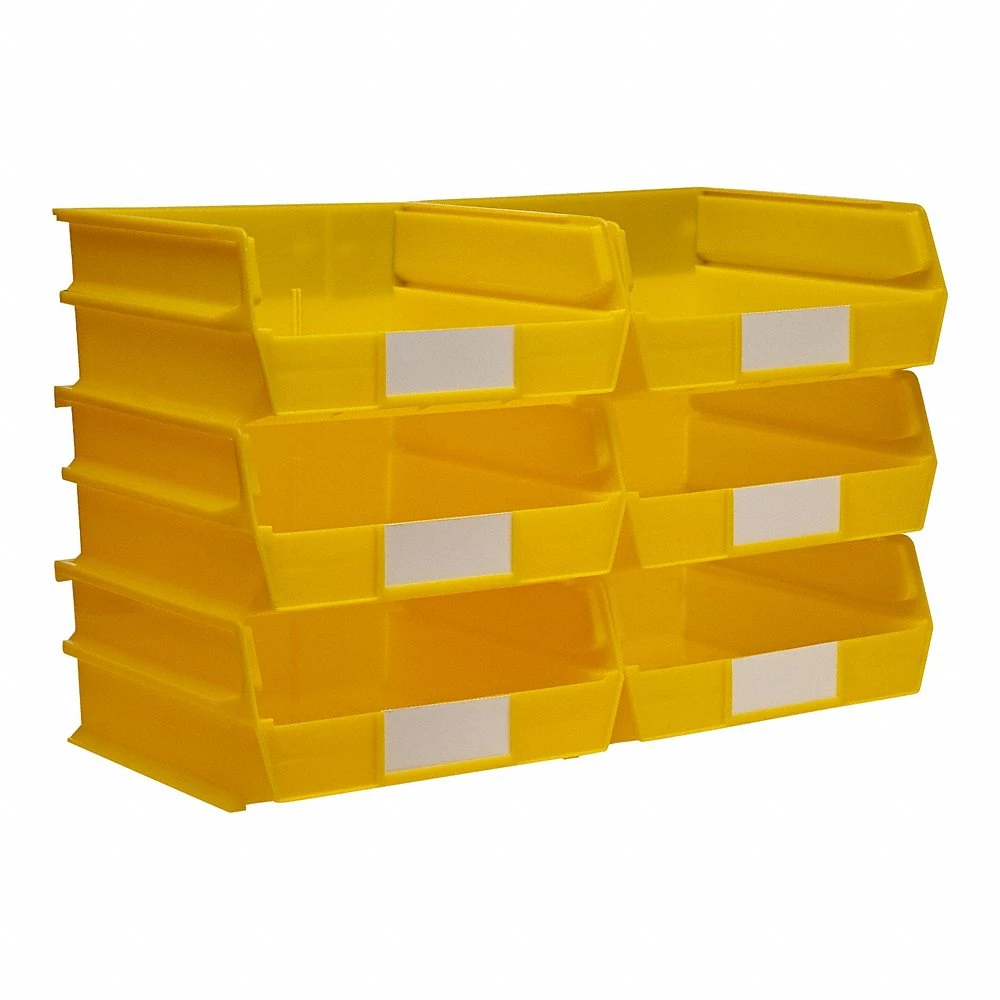 Storage Bin, 11 Inch x 10 7/8 Inch x 5 Inch, Yellow, Label Holder Included
