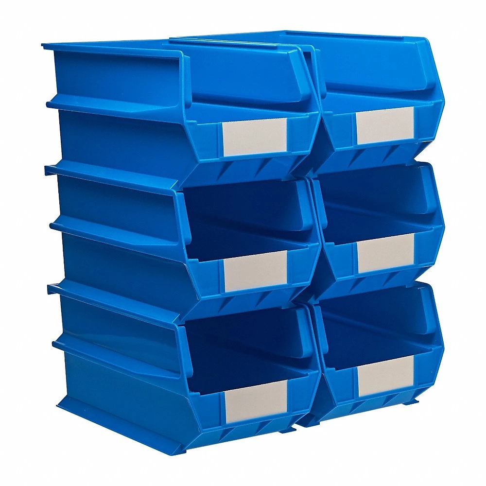 Storage Bin, 8 1/4 Inch x 14 3/4 Inch x 7 Inch, Blue, Label Holder Included