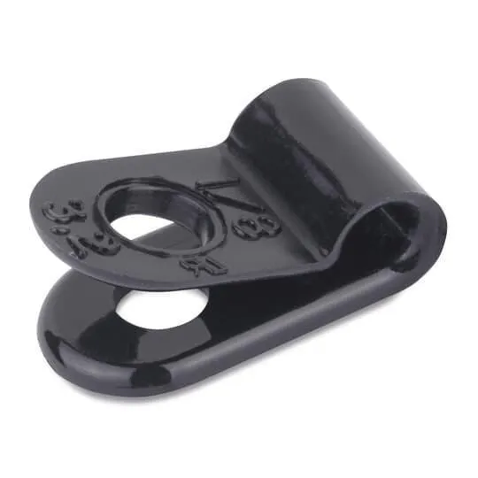 Cable Clamp, Black Finish, 185 Temp Range, Plain Edge Type