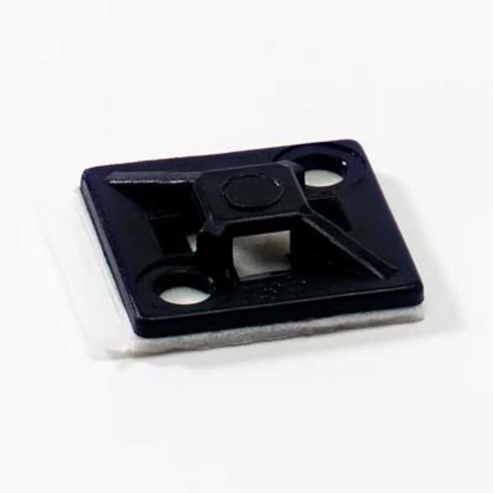 Cable Tie Mounting Base, Black, Nylon/Polyamide 6.6, Self-Adhesive Mounting Type