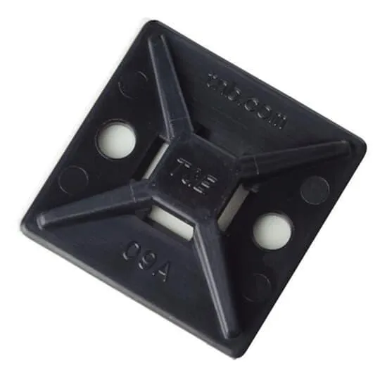 Cable Tie Mounting Base, Black, Nylon/Polyamide 6.6, Self-Adhesive Mounting Type