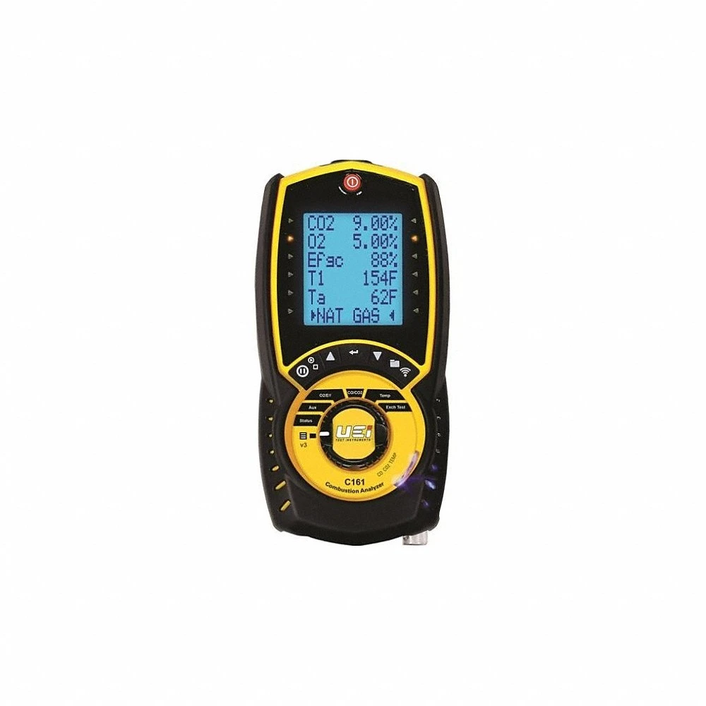 Industrial Combustion Analyzer, Included, 0 ppm to 2000 ppm, 32 Deg F to 1,112 Deg F