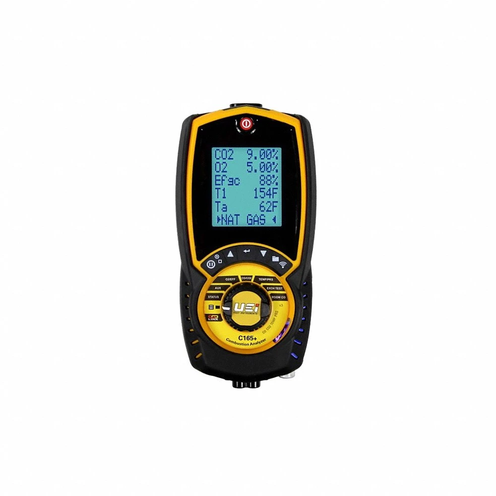 Industrial Combustion Analyzer, Included, 0 ppm to 9,999 ppm, 32 Deg F to 1,112 Deg F