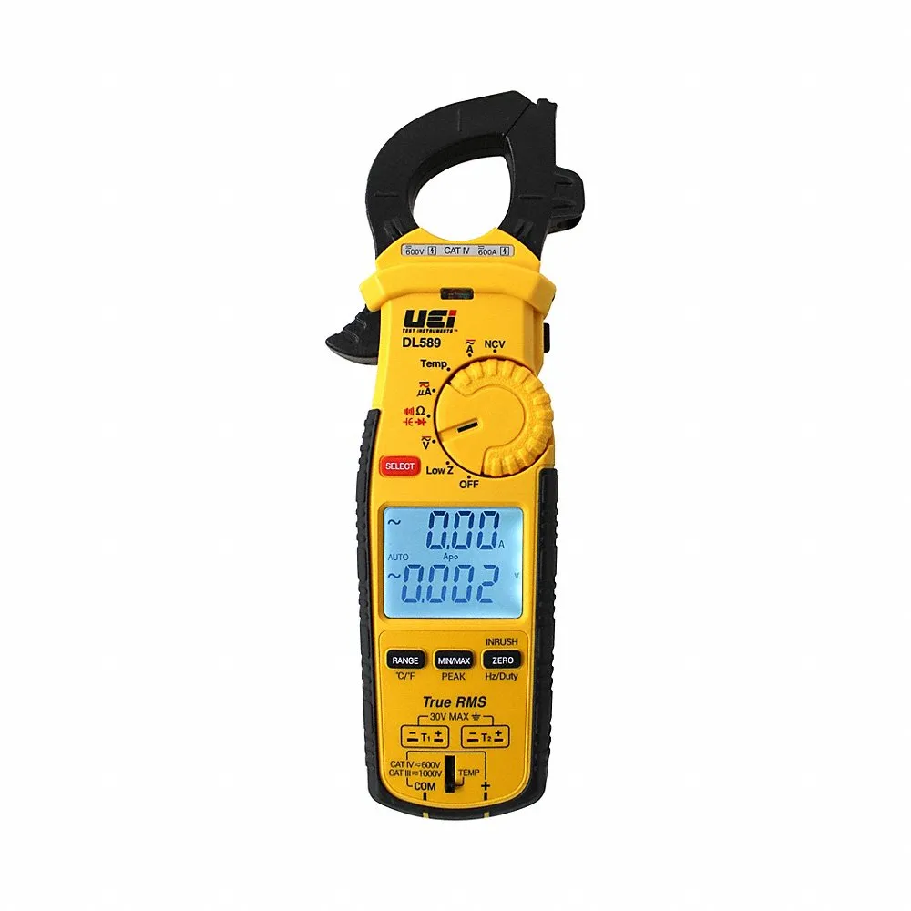 True-RMS Dual Display 600A Clamp Meter, Temp, Auto Ranging