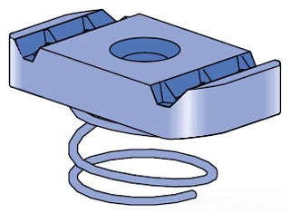UNISTRUT P4008-HG Channel Nut With Spring, 3/8-16 Inch Size, Hot Dipped Galvanized | CF6DLF