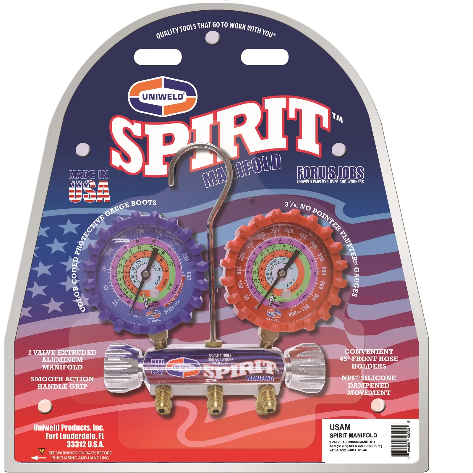 UNIWELD USFM5BV 2 Valve Aluminium Manifold, 3-1/8 Inch Gauge Size | CD4RLZ