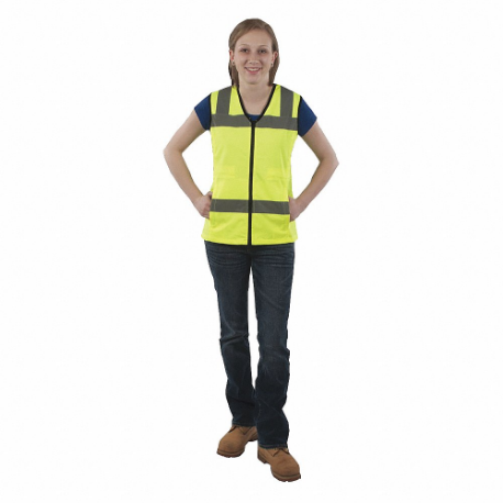 UTILITY PRO UHV662-S Ladies Class 2 Polyester Vest, Hi Vis, S, Ansi Class 2, S, Lime, Solid Nylon, Zipper | CU7PXU 132C63