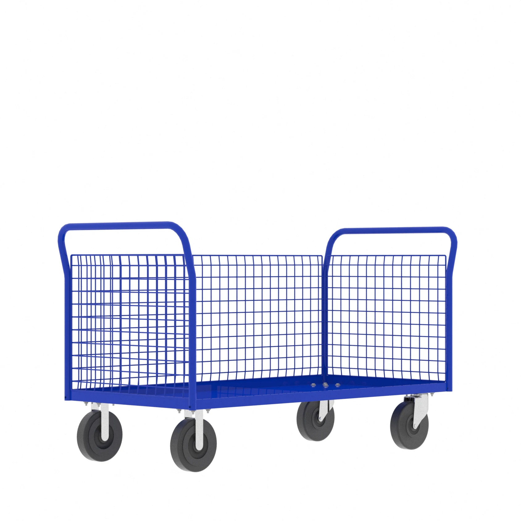VALLEY CRAFT F80118VCBL Cage Cart, 3 Sided, 1600 lbs Capacity, 30 Inch Base, Blue, 64 x 30 x 37 Inch Size | CJ6TJJ