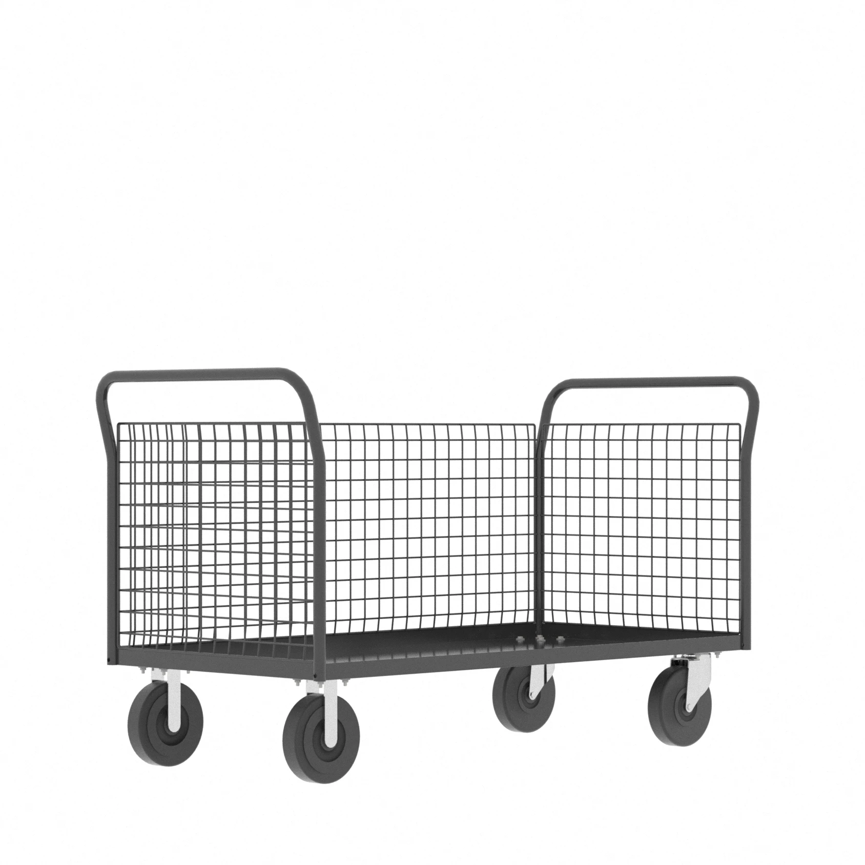 VALLEY CRAFT F80118VCGY Cage Cart, 3 Sided, 1600 lbs Capacity, 30 Inch Base, Gray, 64 x 30 x 37 Inch Size | CJ6TJH