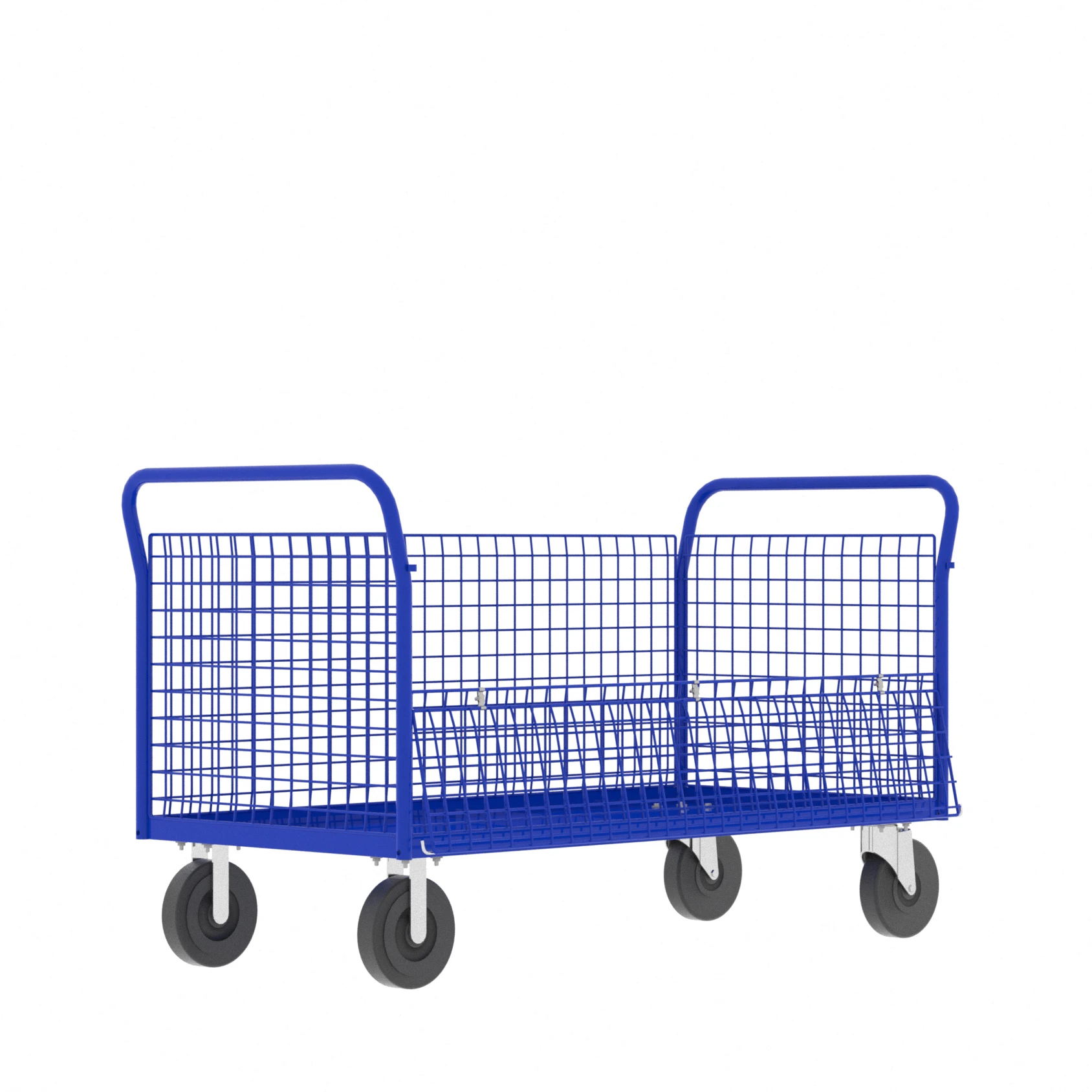 VALLEY CRAFT F80119VCBL Cage Cart, 4 Sided, 1600 lbs Capacity, 30 Inch Base, Blue, 64 x 30 x 37 Inch Size | CJ6TJM