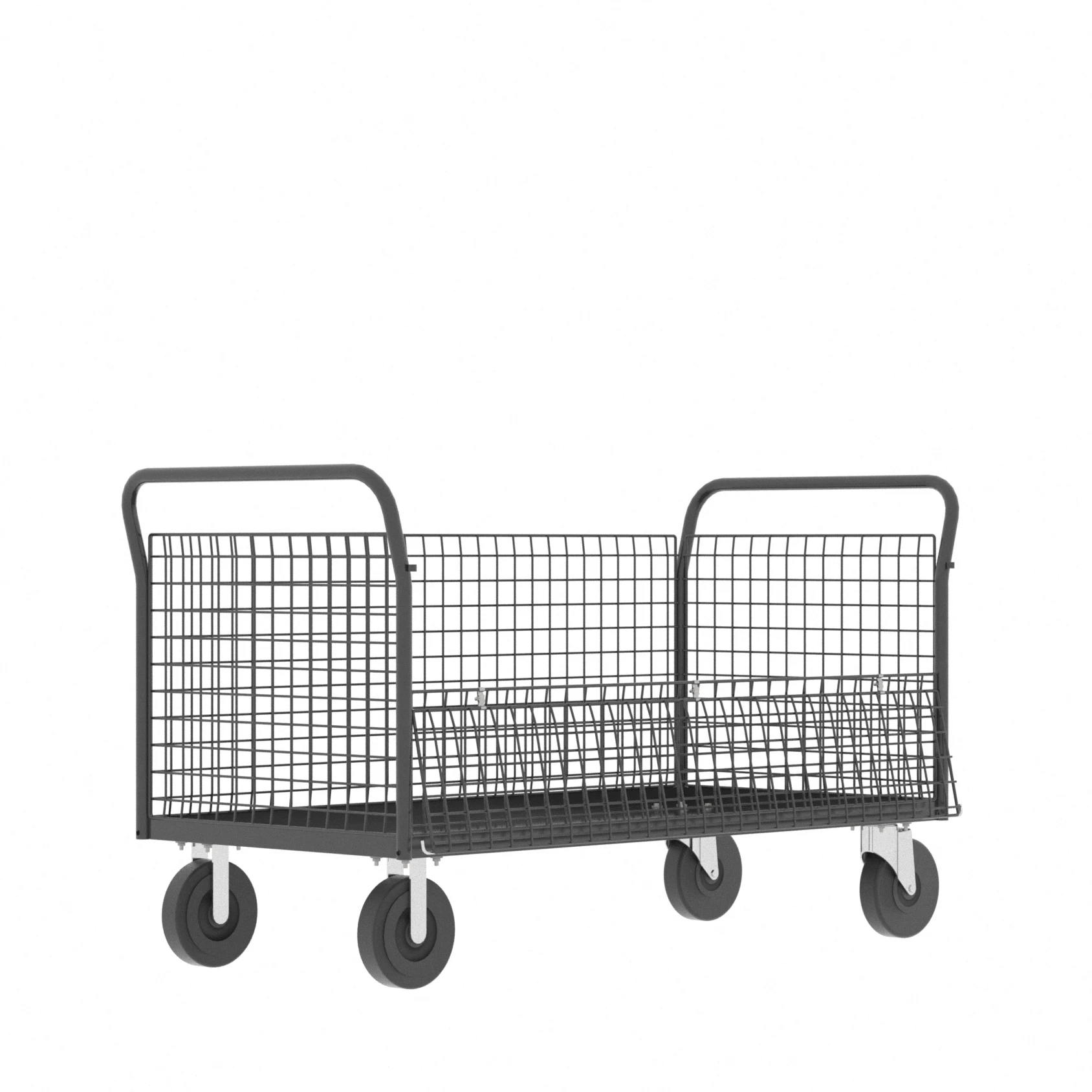 VALLEY CRAFT F80119VCGY Cage Cart, 4 Sided, 1600 lbs Capacity, 30 Inch Base, Gray, 64 x 30 x 37 Inch Size | CJ6TJL