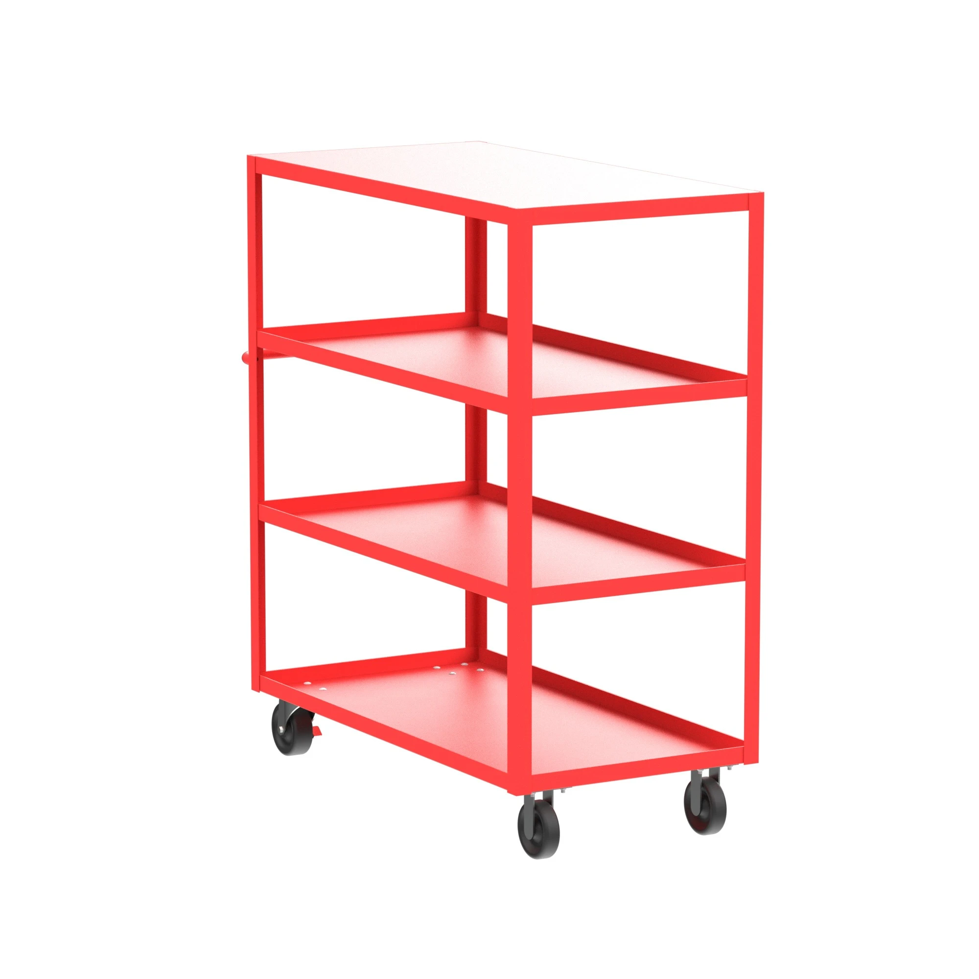 VALLEY CRAFT F89169RDPH 4 Shelf Utility Cart with Flush Top, 24 x 48 Inch Shelf, Red, 24 x 53 x 56 Inch Size | CJ6TRC