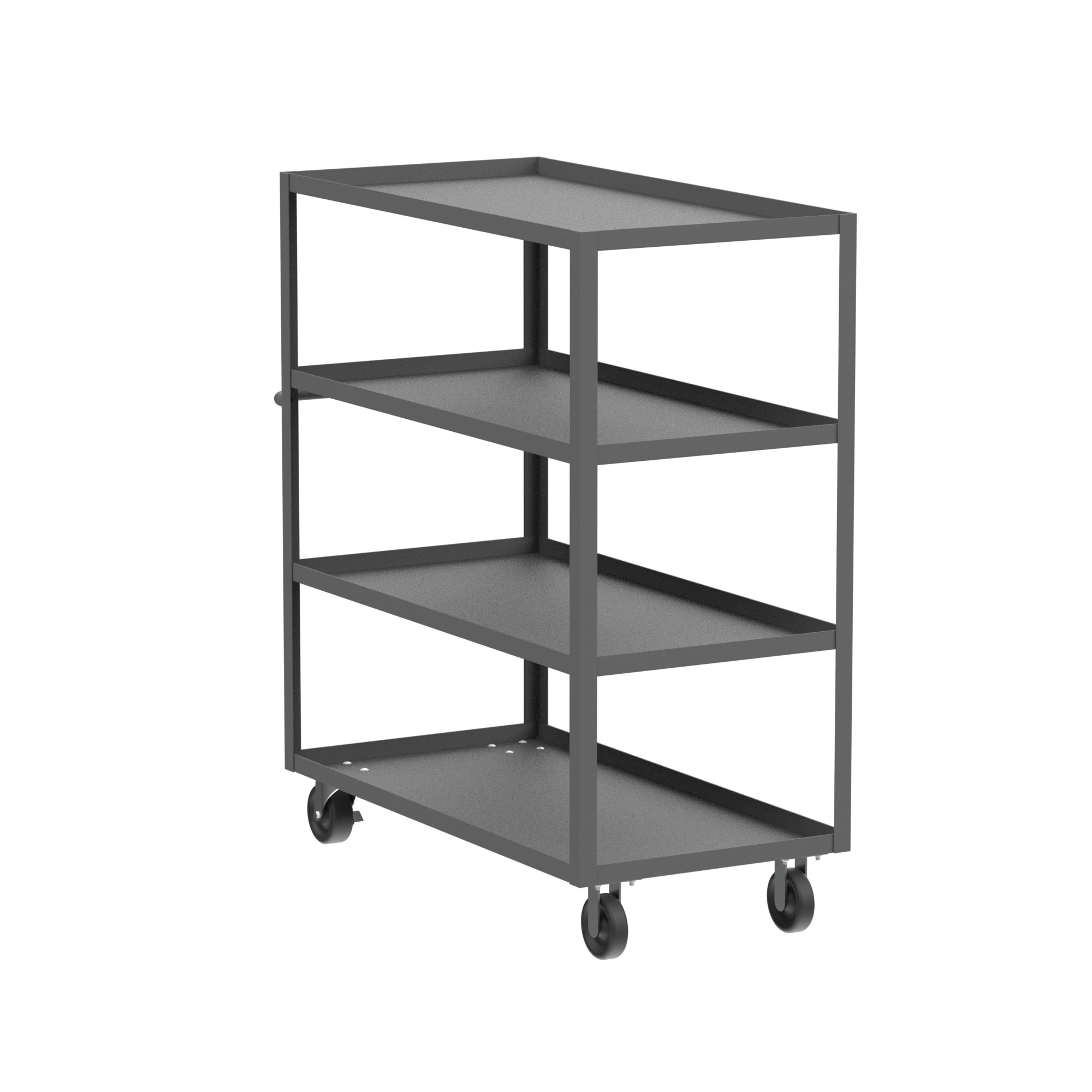 VALLEY CRAFT F89170GYPH 4 Shelf Utility Cart with Lip, 24 x 48 Inch Shelf, Gray, 24 x 53 x 56 Inch Size | CJ6TQY