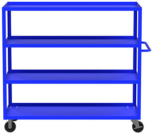 VALLEY CRAFT F89172BUMO 4 Shelf Utility Cart with Lip, 24 x 36 x 56 Inch Size, Blue, Mold On Caster | CJ6TQN